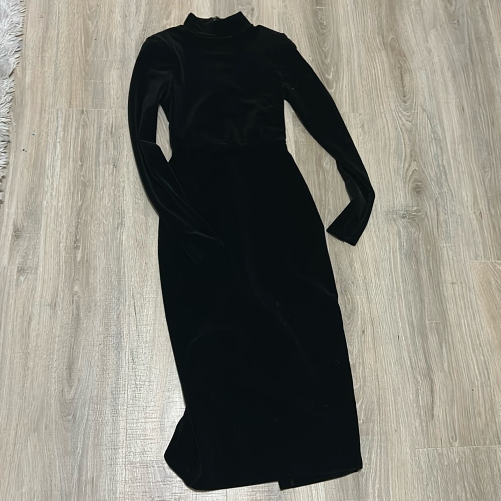EXPRESS velvet black dress turtle neck